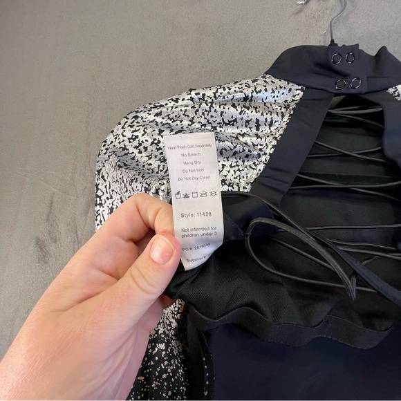 Adult Weissman Dance Costume Jazz Leotard silver Black Open Back SA SMALL ADULT - Picture 15 of 16